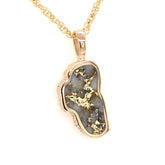 Large 14KT Yellow Gold Lake Tahoe Pendant with Gold Quartz