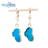 Medium Silver Turquoise Lake Tahoe Lever Back Earrings