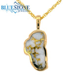 Large 14KT Yellow Gold Lake Tahoe Pendant with Gold Quartz