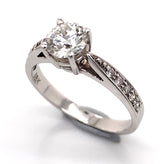 18K White Gold Engagement Ring w/ 0.72ct Round Diamond Center Stone
