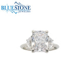 14KWG Engagement Ring w/ 3.00ct Emerald LAB Diamond- Size 6.5