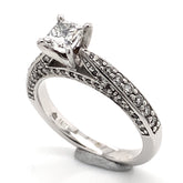 14K White Gold Engagement Ring w/ 0.50ct Princess Cut Diamond