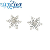 14 Karat White Gold Diamond Snowflake Stud Earrings