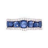 14KWG Ring Band w/ Blue Sapphires & Diamonds - Sz 7
