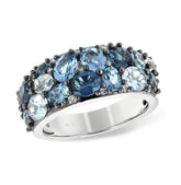 14K White Gold Ring w/ Topaz & Diamonds- Size 7.25