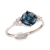 14 Karat White Gold Ring w/ 5 Sapphires and Diamonds - Sz 6