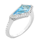 14 Karat White Gold Swiss Blue Topaz and Diamond Ring