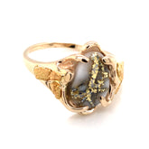 14K Yellow Gold Ring w/ Gold Quartz & Gold Nuggets(size 6.75)