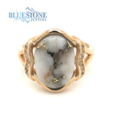 14 Karat Yellow Gold Ring with Gold Quartz and Diamonds