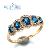14kt Yellow Gold Ring with London Blue Topaz & Diamonds - Sz 7.5