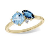 14K Yellow Gold Topaz and Diamond Ring