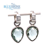 Sterling Silver Earrings w/Green Amethysts