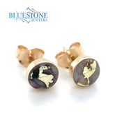 14 Karat Yellow Gold Stud Earrings with Gold Quartz Gemstones