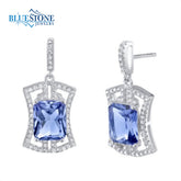 Sterling Silver Tanzanite and CZ Earrings