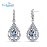 Silver Earrings with London Blue Topaz and CZs