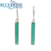 Sterling Silver Drop Earrings w/ Rectangle Cut Turquoise