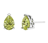 Sterling Silver 7mm x 5mm Pear Cut Peridot Earrings