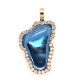 XL 14KYG Lake Tahoe Pendant w/ Hydro Topaz & Diamonds