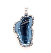 Medium14KWG Pendant with Hydro Blue Topaz & Diamonds