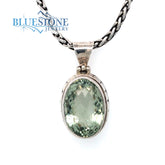 Silver Pendant with Green Amethyst- 17"