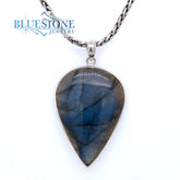 Sterling Silver Pendant with Large Inverted Teardrop Labradorite Gemst