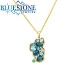 Medium 14KYG Lake Tahoe Pendant with Topaz & Diamonds
