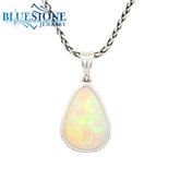 Medium Silver Pendant w/ Ethiopian Opal - 20" Petite