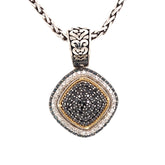 Silver & Gold Pendant with Sapphires and Diamonds on Chain