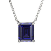 Silver Necklace with Tanzanite Colored CZ and Ruby