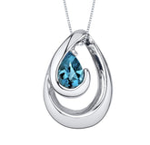 Sterling Silver Rhodium Plated Pendant with One 7mm x 5mm Pear Cut Swi