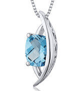 Sterling Silver Swiss Blue Topaz Pendant with 18 Inch Chain