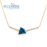 14 Karat Yellow Gold 16 inch Necklace with a 0.87 Carat London Blue To