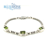 Sterling Silver Bracelet with Peridots- 7.5 Inches