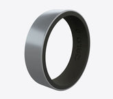 Women's Silver and Black Silicone Ring. 6mm Wide. Ring Size 9.