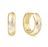 14K Gold Plated Huggie Hoop Earrings w/ CZ's