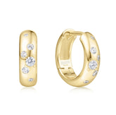 14K Gold Plated Huggie Hoop Earrings w/ CZ's