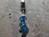 Small Sterling Silver Donner Lake Charm with Lab-Grown Opal Gemstone t