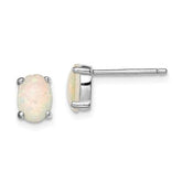 Sterling Silver Created White Opal Stud Earrings