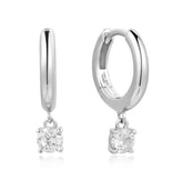 Silver Huggie Earrings with CZs