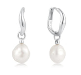 Silver Pearl Hoop Earrings