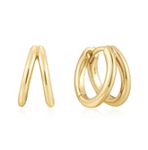 Gold Plated Double Huggie Earrings - 1/4"