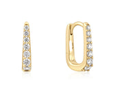 14KT Plated Oval Huggie Earrings w/ Cubic Zirconias
