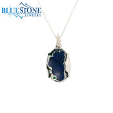 Large Silver Lake Tahoe Reversable Bear Pendant with Lapis and Emerald.