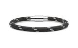 Black and White Nylon Bracelet with Steel Clasp. Large size measuring
