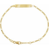 14K Yellow Gold Adjustable Figaro Adjustable Identification 6-7" Bracelet