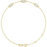 14K Yellow Gold 1 CTW Lab-Grown Diamond Bezel-Set 3-Stone 7 1/2" Bracelet