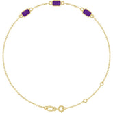 14K Yellow Gold Natural Amethyst Bezel-Set 3-Stone 7 1/2" Bracelet