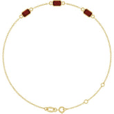14K Yellow Gold Natural Mozambique Garnet Bezel-Set 3-Stone 7 1/2" Bracelet