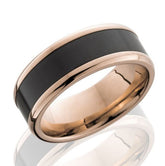 14k Rose Gold 8mm Ring with Black Diamond Inlay-size 10