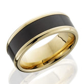 14k Yellow Gold 8mm Ring with Black Diamond Inlay-size 10